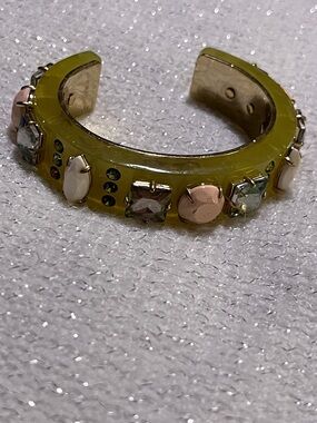 J. Crew Light Green Resin Jeweled Cuff Bracelet